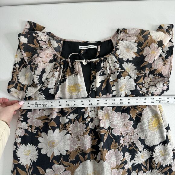 Abercrombie & Fitch Womens Dress Small Gray Floaty Trapeze Mini Floral Sundress - Picture 6 of 12
